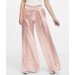 BANANA REPUBLIC Satin Wide Leg Pants High Rise Pleated Soft Pink Womens Size 0